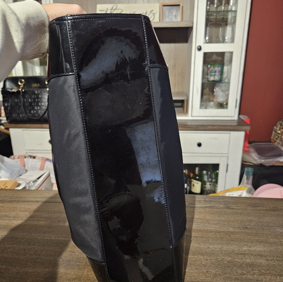 Tory Burch Ella Nylon & Patent Leather Black Tote Bag - Picture 5 of 14